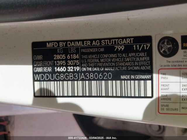 WDDUG8GB3JA380620 Mercedes-Benz S 560 4matic