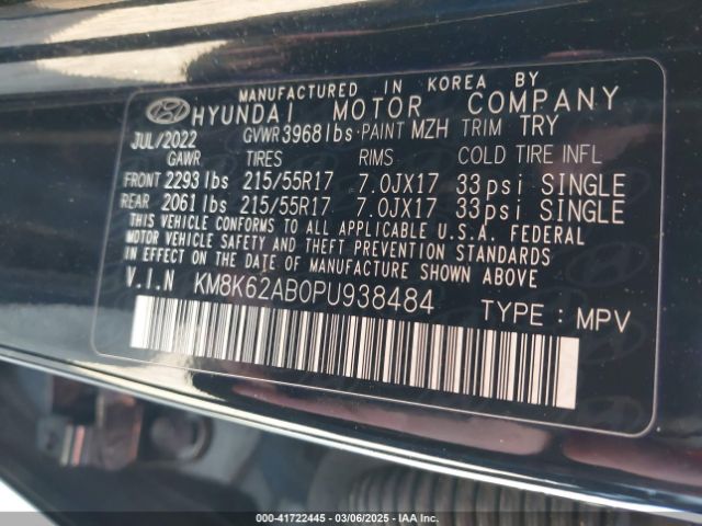 KM8K62AB0PU938484 Hyundai Kona Sel