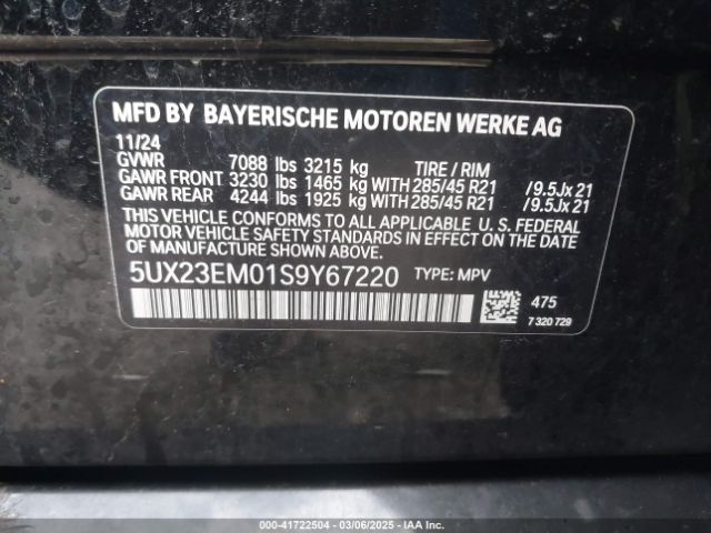 5UX23EM01S9Y67220 BMW X7 Xdrive40i