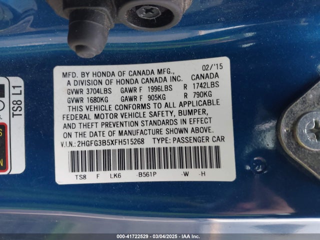 Honda Civic Lx 2015 2HGFG3B5XFH515268 Image 9