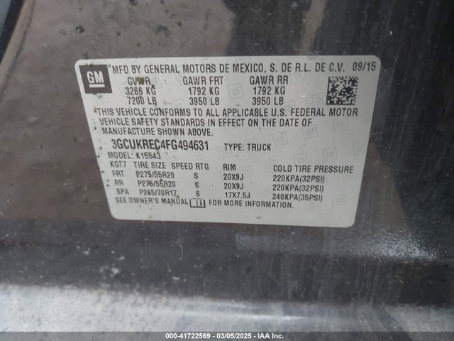 Chevrolet Silverado 1500 1lt 2015 3GCUKREC4FG494631 Image 9