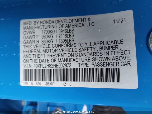Honda Civic Sport 2022 19XFL2H82NE002872 Image 9