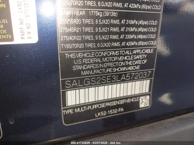 SALGS2SE3LA572037 Land Rover Range Rover P525 Hse