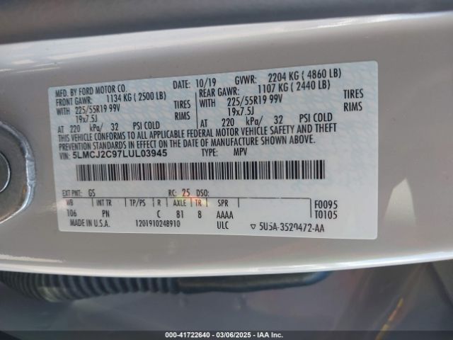 2020 LINCOLN CORSAIR 5LMCJ2C97LUL03945 Photo 8