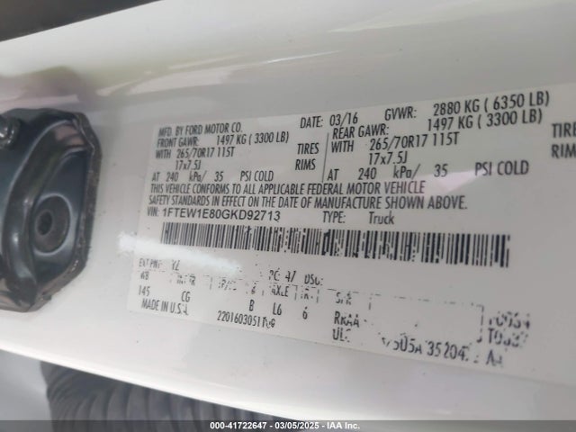 Ford F-150 Xl 2016 1FTEW1E80GKD92713 Image 9