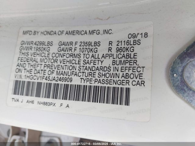 1HGCV1F45JA246909 Honda l15be