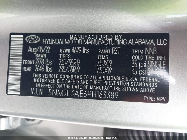 5NMJE3AE6PH163389 Hyundai Tucson Limited
