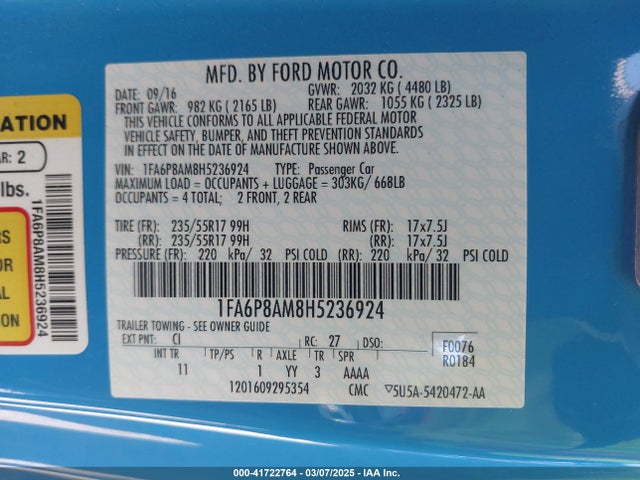 1FA6P8AM8H5236924 Ford Mustang V6