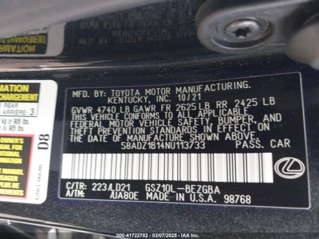 58ADZ1B14NU113733 Lexus ES 350