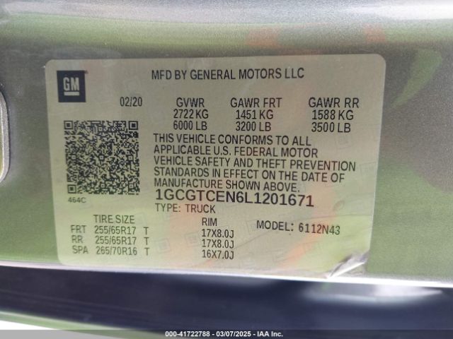 1GCGTCEN6L1201671 Chevrolet Colorado 4wd  Short Box Lt