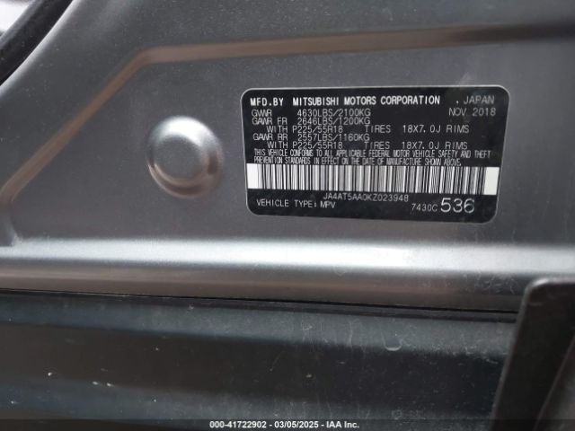 2019 MITSUBISHI ECLIPSE CROSS JA4AT5AA0KZ023948 Photo 8