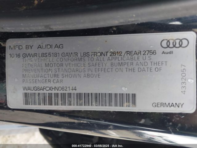 WAUG8AFCXHN062144 Audi A6 2.0t Premium