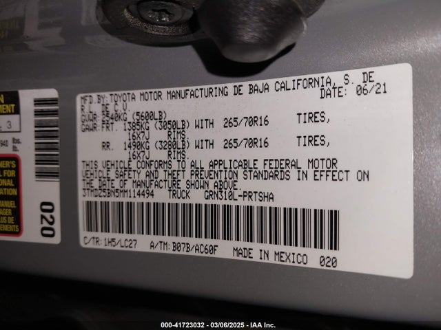 3TMDZ5BN5MM114494 Toyota Tacoma Trd Off-road