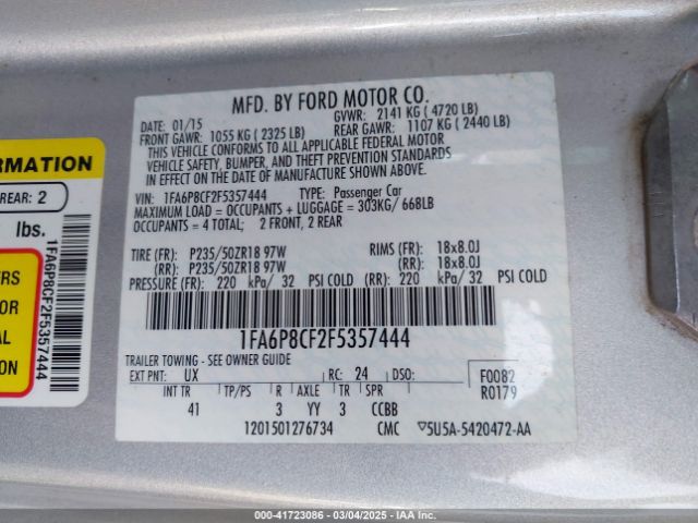 1FA6P8CF2F5357444 Ford Mustang Gt Premium