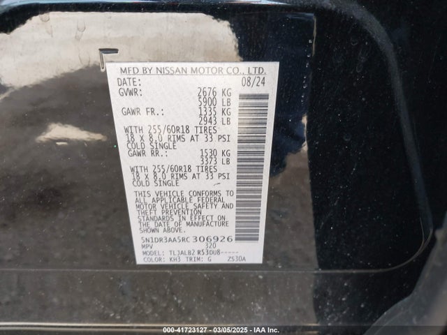 5N1DR3AA5RC306926 Nissan Pathfinder S Fwd