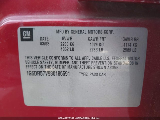 2008 CADILLAC CTS 1G6DR57V980186691 Photo 8
