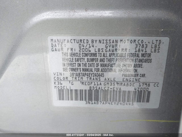 Nissan SENTRA S 2014 3N1AB7AP4EY240445 Image 9