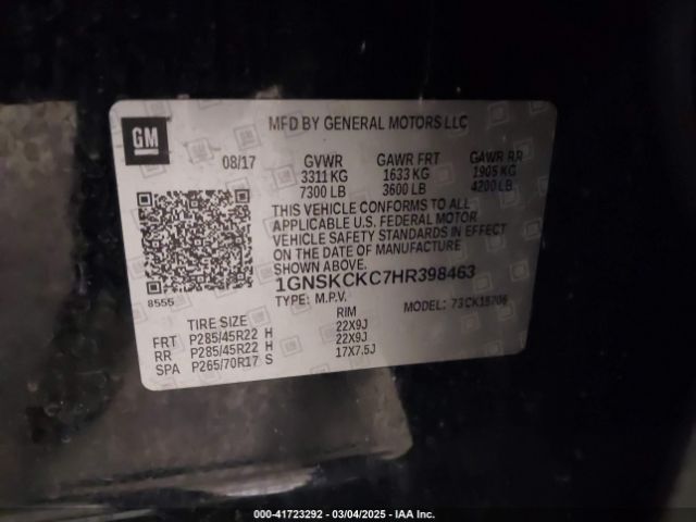 1GNSKCKC7HR398463 Chevrolet Tahoe Premier