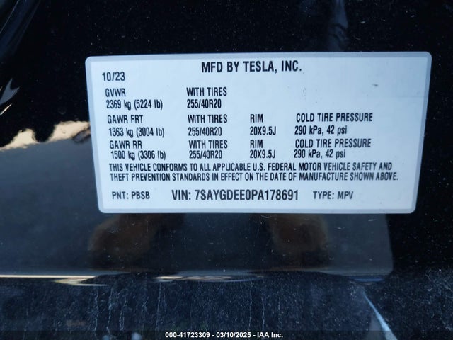 2023 TESLA MODEL Y 7SAYGDEE0PA178691 Photo 8