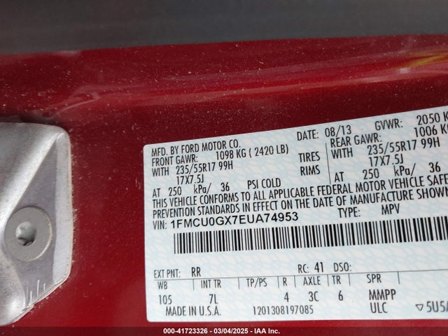 1FMCU0GX7EUA74953 Ford ESCAPE SE