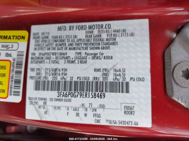 3FA6P0G79ER158469 Ford FUSION S