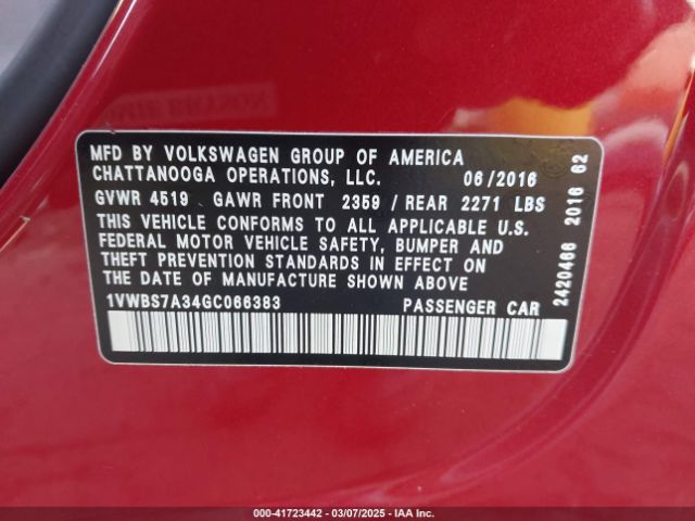 1VWBS7A34GC066383 Volkswagen Passat 1.8t Se