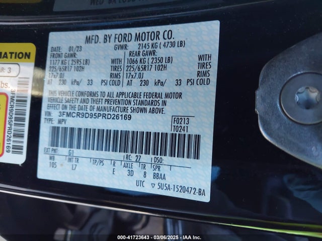 3FMCR9D95PRD26169 Ford Bronco Sport Badlands