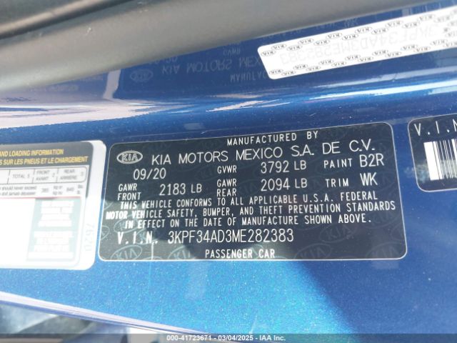 3KPF34AD3ME282383 KIA Forte Gt-line