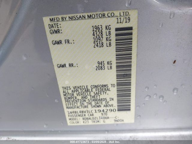 1N4BL4BV3LC194290 Nissan Altima S Fwd