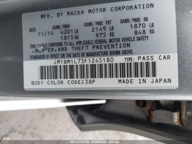 JM1BM1L73F1245180 Mazda Mazda3 I Touring
