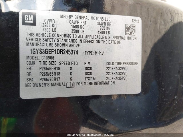 2013 CADILLAC ESCALADE ESV 1GYS3GEF1DR245374 Photo 8
