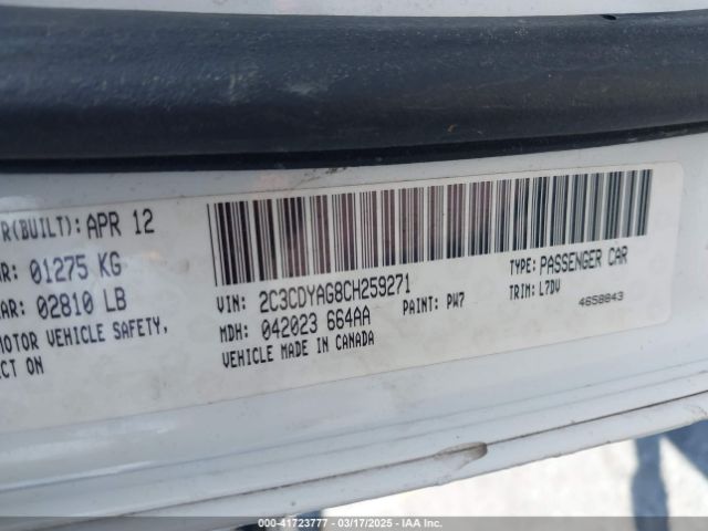 2012 DODGE CHALLENGER 2C3CDYAG8CH259271 Photo 8