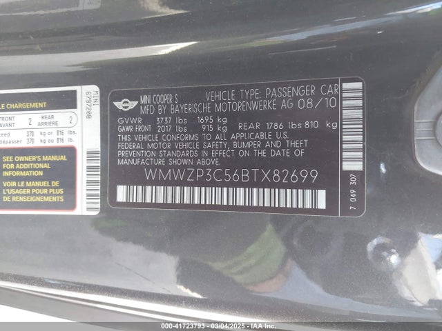 2011 MINI COOPER S WMWZP3C56BTX82699 Photo 8