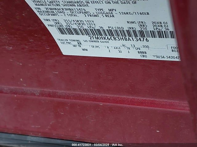 2FMHK6C83HBA13476 Ford FLEX SEL
