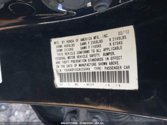 2012 ACURA TL 19UUA8F50CA025948 Photo 8