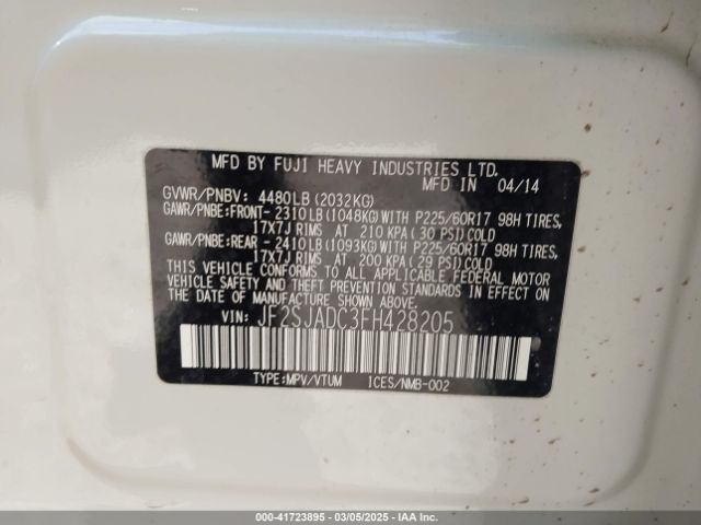 JF2SJADC3FH428205 Subaru Forester 2.5i Premium