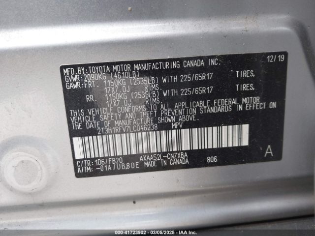 2T3H1RFV7LC046238 Toyota RAV4 LE