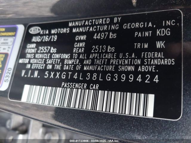5XXGT4L38LG399424 KIA Optima S