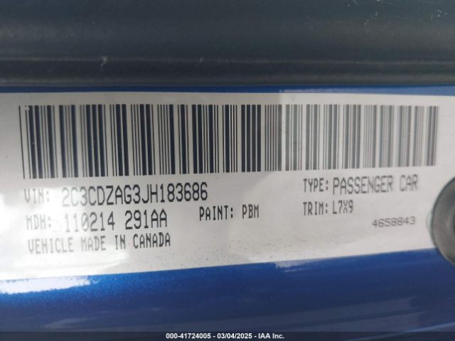 2C3CDZAG3JH183686 Dodge Challenger Sxt