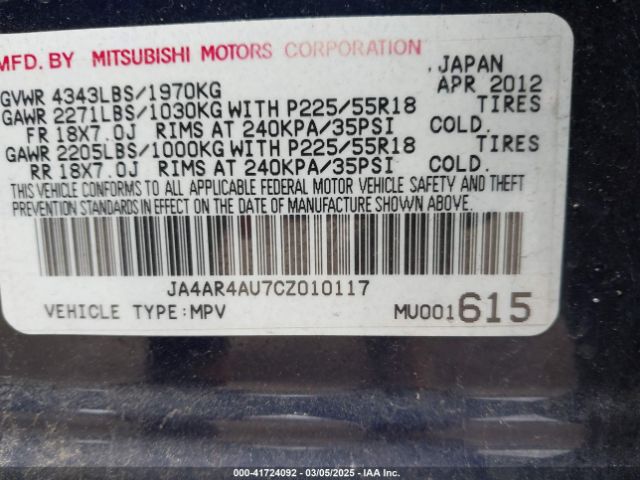 2012 MITSUBISHI OUTLANDER SPORT JA4AR4AU7CZ010117 Photo 8
