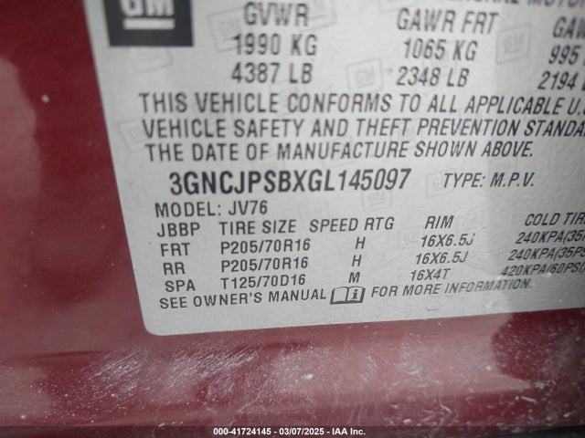 Chevrolet Trax Lt 2016 3GNCJPSBXGL145097 Image 9
