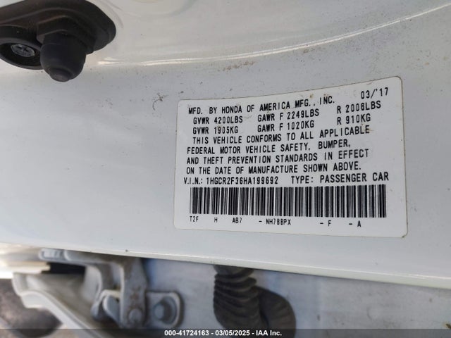 1HGCR2F36HA199692 Honda ACCORD LX
