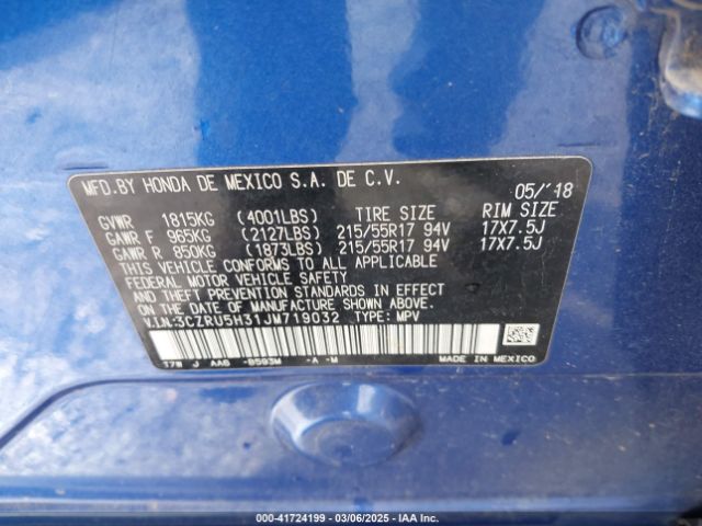 3CZRU5H31JM719032 Honda HR-V LX