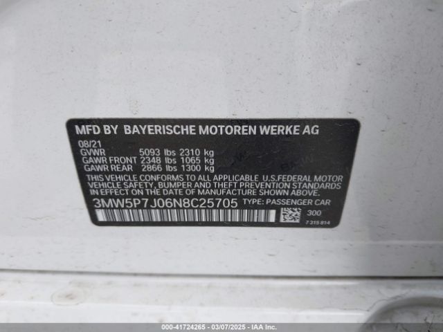3MW5P7J06N8C25705 BMW 3 Series 330e
