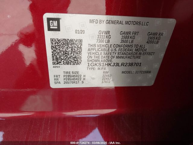 1GKS1HKJ3LR238701 GMC Yukon Xl 2wd Denali