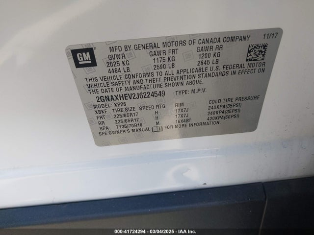 Chevrolet EQUINOX LS 2018 2GNAXHEV2J6224549 Image 9