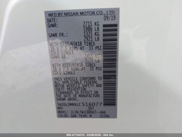 5N1DL0MMXLC516077 Infiniti Qx60 Luxe Awd