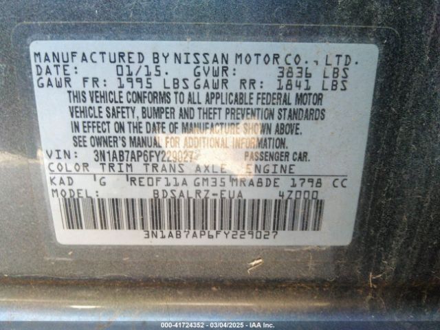 3N1AB7AP6FY229027 Nissan SENTRA SR