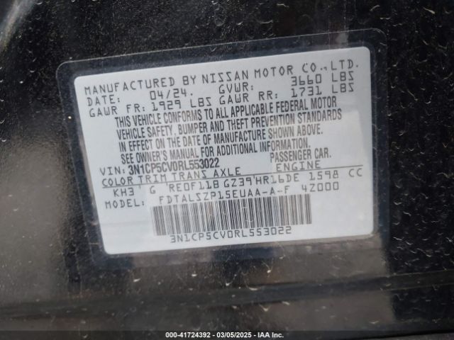 3N1CP5CV0RL553022 Nissan Kicks Sv Xtronic Cvt