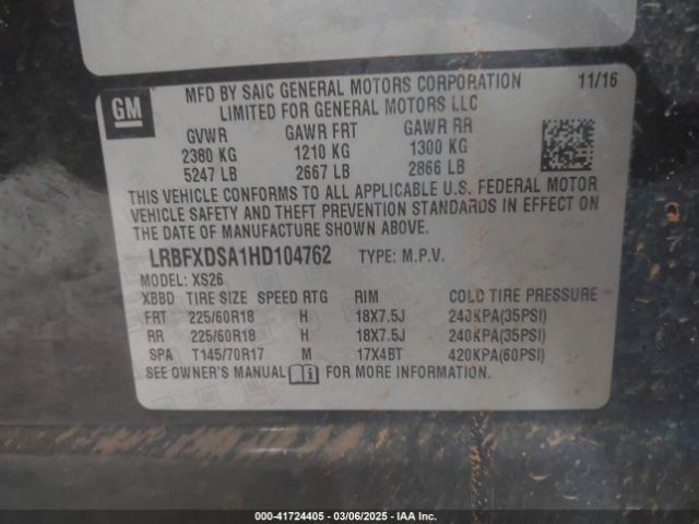 LRBFXDSA1HD104762 Buick Envision Essence